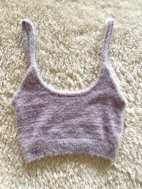 Garage Lilac Fuzzy Cropped Tank